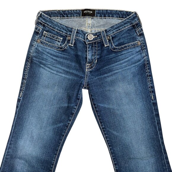 Big Star Remy Bootcut Jeans Womens 28 31 Medium Wash Embroidered Blue Denim - Picture 3 of 8